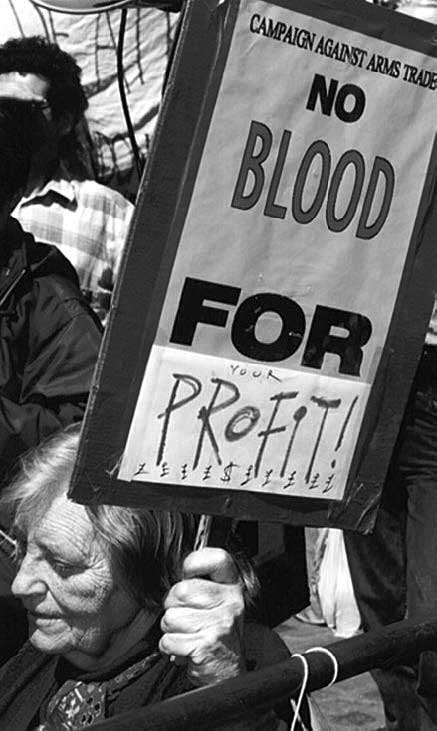 Protestors outside BAe AGM.